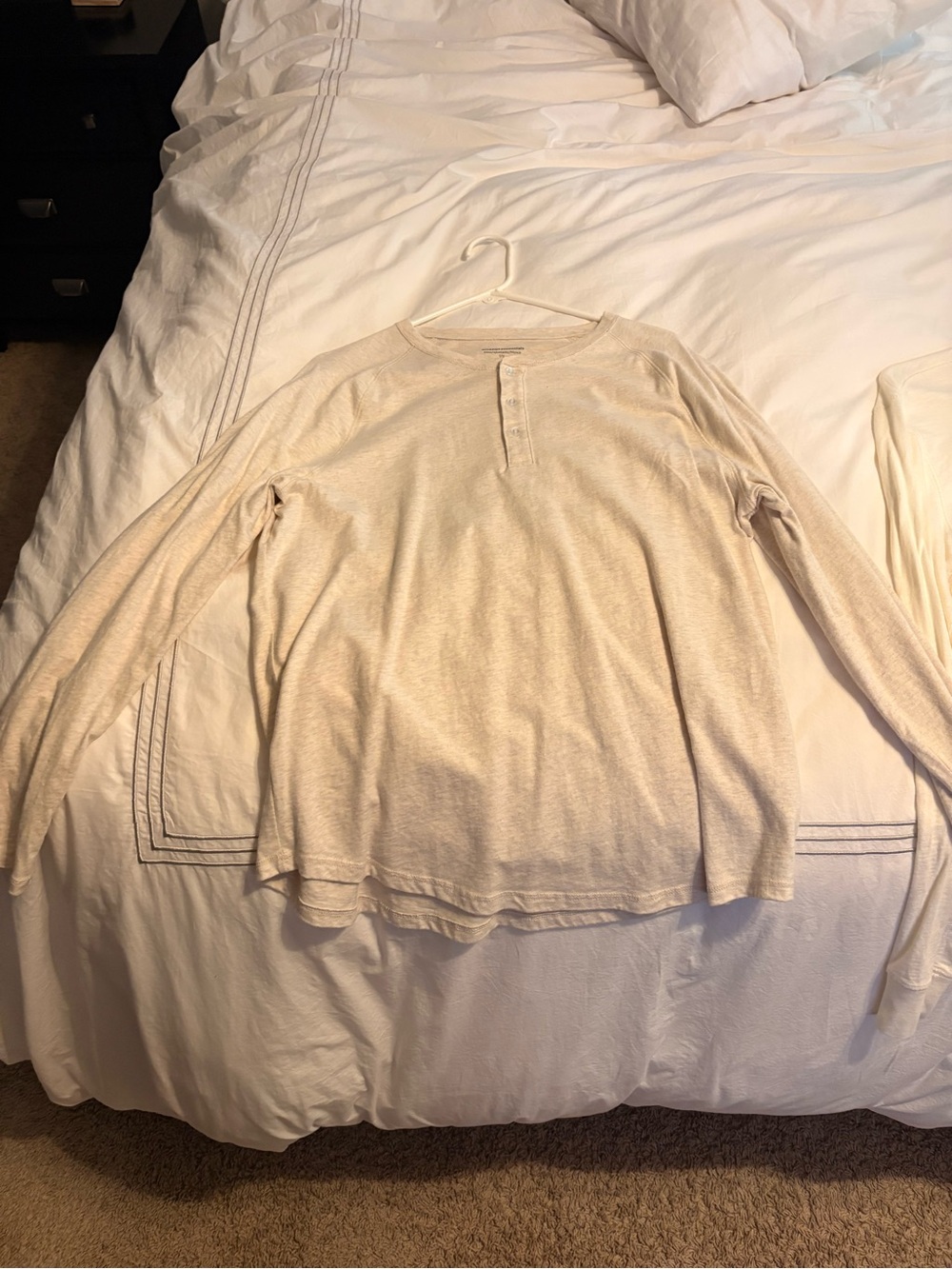 Amazon Essentials Cream Henley Long Sleeve Top